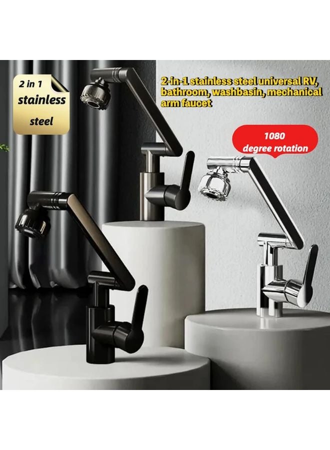 2 In 1 Universal Faucet Set Black 23 62 Inch Swivel Hose For Bathroom Sink - Image 2