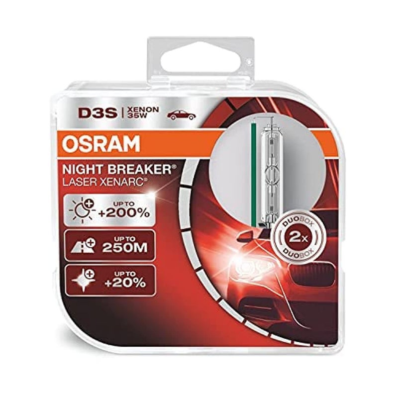 Osram OSRAM XENARC Night Breaker Laser D3S, 200% more brightness, HID xenon bulbs, discharge lamps, 66340XNL-HCB (twin)  - Image 1