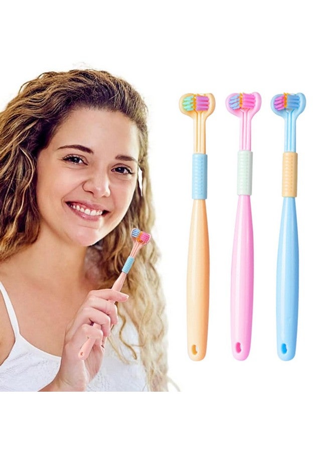 هانيا فرشاة أسنان هانيا 3 قطع للأطفال بشعيرات متعددة الجوانب وشعيرات ناعمة مع مكشطة لسان مدمجة وفرشاة أسنان للتوحد وفرشاة أسنان للعناية بالأسنان - يدوية - Image 1