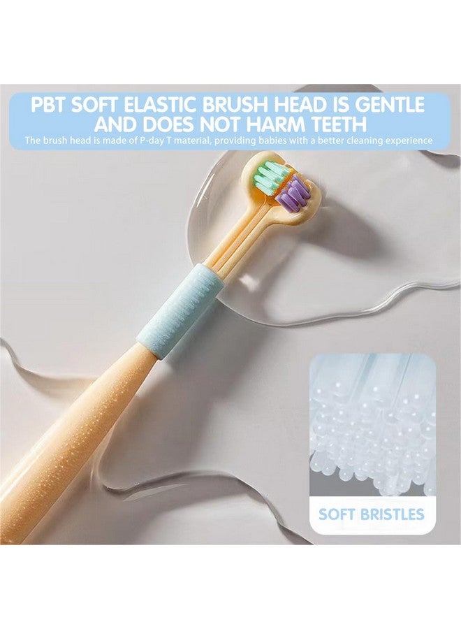 هانيا فرشاة أسنان هانيا 3 قطع للأطفال بشعيرات متعددة الجوانب وشعيرات ناعمة مع مكشطة لسان مدمجة وفرشاة أسنان للتوحد وفرشاة أسنان للعناية بالأسنان - يدوية - Image 3