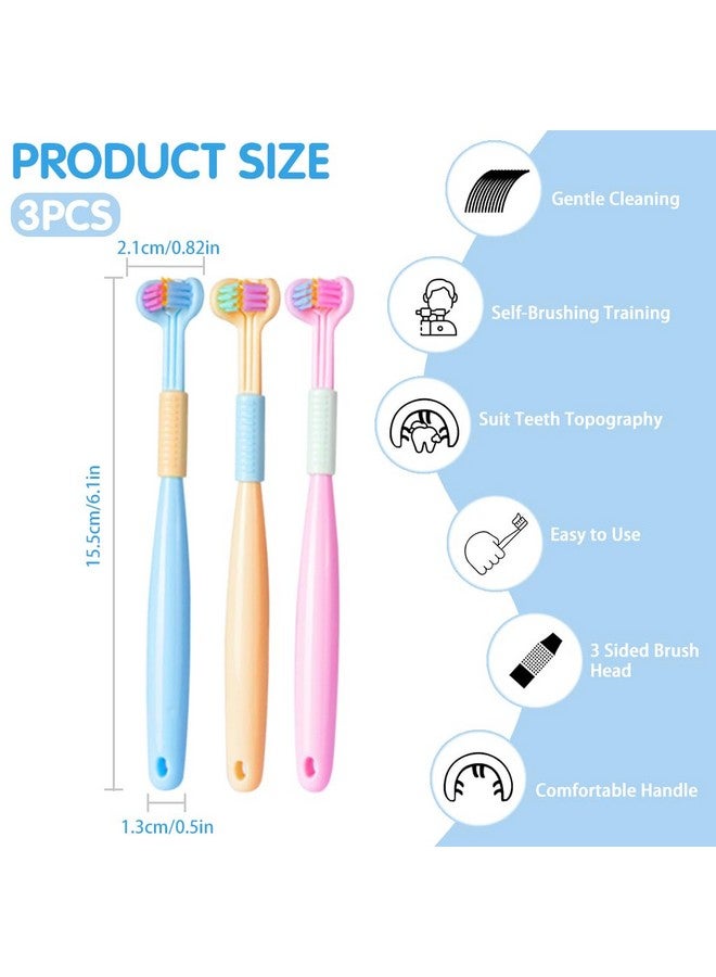 هانيا فرشاة أسنان هانيا 3 قطع للأطفال بشعيرات متعددة الجوانب وشعيرات ناعمة مع مكشطة لسان مدمجة وفرشاة أسنان للتوحد وفرشاة أسنان للعناية بالأسنان - يدوية - Image 5