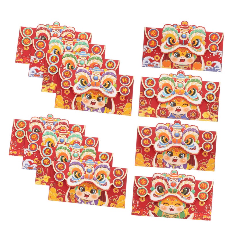 Traditional Chinese Red Envelopes 12PCS Lunar New Year Money Packets Spring Festival Decorative Size 1 Count Pack of 1 - Image 2