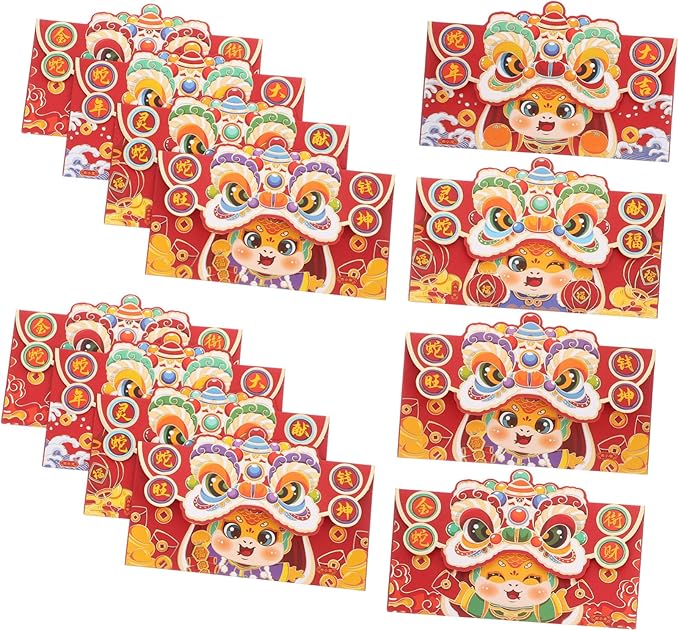 Traditional Chinese Red Envelopes 12PCS Lunar New Year Money Packets Spring Festival Decorative Size 1 Count Pack of 1 - Image 1