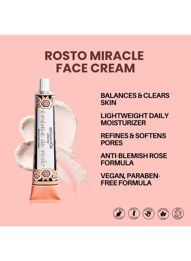 BENAMÕR Rosto Miracle Face Cream – Balancing & Blemish-Refining Face Moisturiser with Organic Rose Extract | Lightweight Hydration for Combination to Oily Skin | Vegan, Paraben-Free – 50ml - Image 2