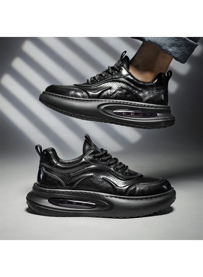 15MINS Belle International Men's Genuine Leather Casual Dress Shoes - Thick Sole Height Increasing Air Cushion Dad Sneakers Leather Sports Shoes For Men - Image 5