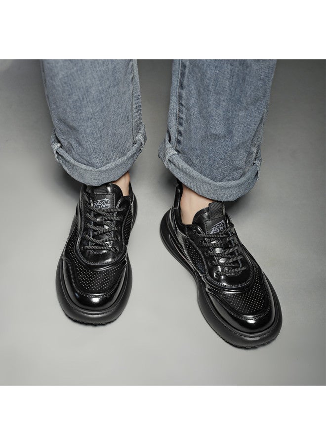 15MINS Belle International Men's Genuine Leather Casual Dress Shoes - Thick Sole Height Increasing Air Cushion Dad Sneakers Leather Sports Shoes For Men - Image 4