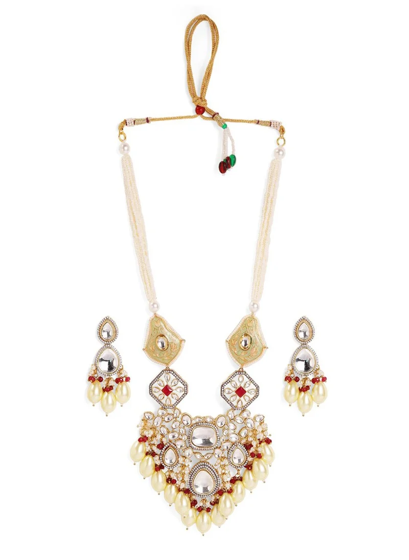 برياسي Plated Kundan Studded Beaded Jewellery Set