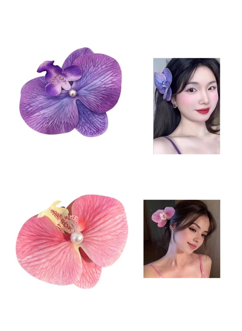 OASIS-TH 2 Pcs With 2 Colors Flower Hair Clips Clips for Women Girls Kids  - Image 1