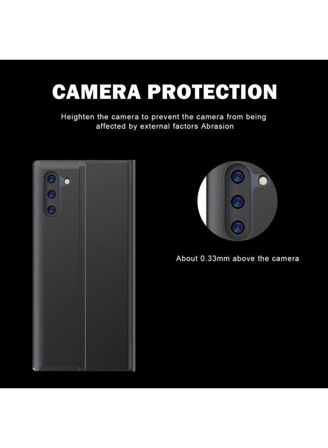 اس-توب جراب لهاتف Galaxy Note 10 Plus مصنوع من القماش الملمس العادي مع حامل قابل للطي مصنوع من الجلد - Image 4