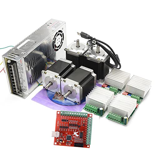 CNCTOPBAOS 4 Axis Nema23 Stepper Motor USB Mach3 CNC Kit,270oz-in 76mm 3A,USB Controller Board Motion Control Card,TB6600 Driver 4.5A 24V for CNC Router Milling Engraving Machine - Image 1