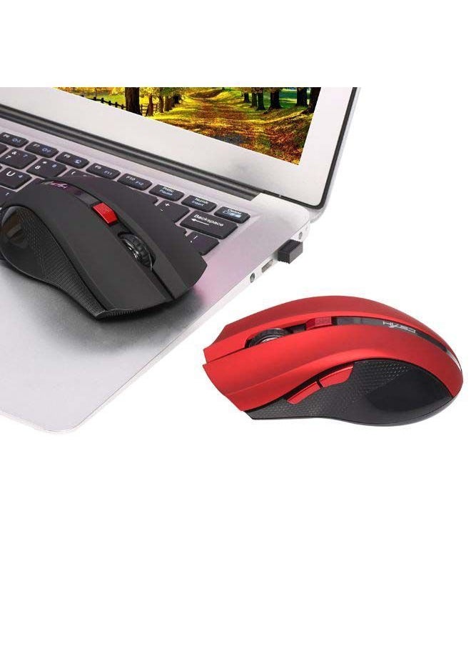 NIBEMINENT Ergonomic Design 2.4GHz Wireless Mouse With Receiver Red/Black/Silver  - Image 3