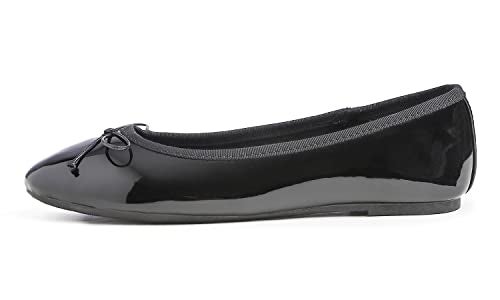 FEVERSOLE Women's Macaroon Colorful Memory Foam Cushion Insock Patent Ballet Flat Black Size 7.5 M US - Image 4