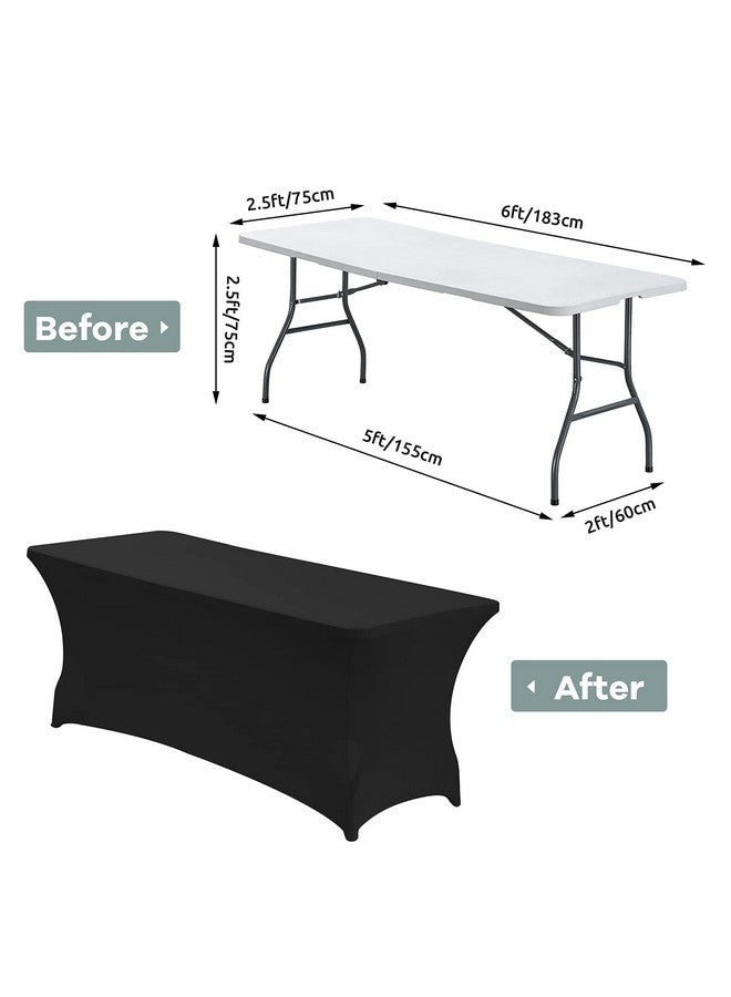 سي دبليو كي غطاء طاولة CWK من الإسباندكس المرن بطول 6 أقدام للطاولات المستطيلة - مفرش طاولة مرن مناسب للطاولات القابلة للطي، مقاوم للتجاعيد، واقي طاولة متين للحفلات وحفلات الزفاف والمآدب والمناسبات (أسود) - Image 2