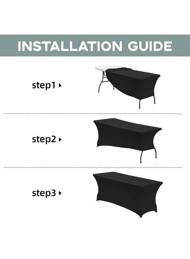 سي دبليو كي غطاء طاولة CWK من الإسباندكس المرن بطول 6 أقدام للطاولات المستطيلة - مفرش طاولة مرن مناسب للطاولات القابلة للطي، مقاوم للتجاعيد، واقي طاولة متين للحفلات وحفلات الزفاف والمآدب والمناسبات (أسود) - Image 4