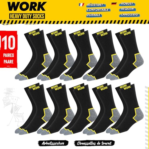 SOXCO WORK Socks for Men Crew Length Black Socks 10 Pairs US 58 - Image 3