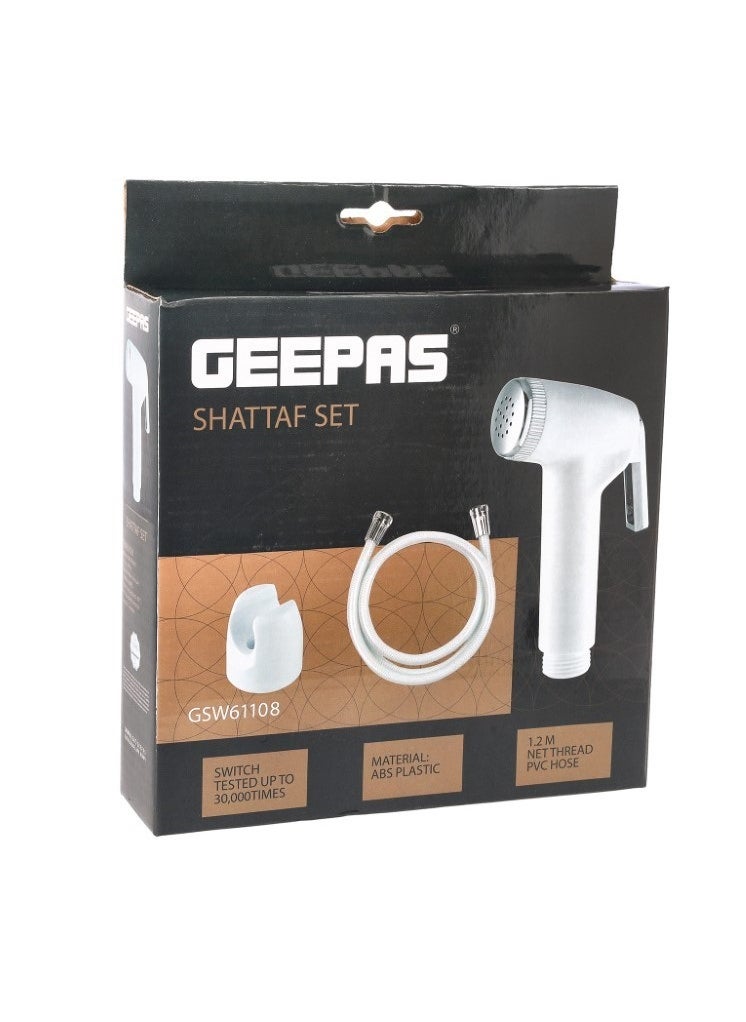 GEEPAS - Shattaf Set, 1.2m Net Thread PVC Hose, GSW61109 | Handheld Sprayer for Bathroom with Anti-leaking Hose | Multi-function for Baby Cloth Diaper Sprayer, Pet Shower - Image 1