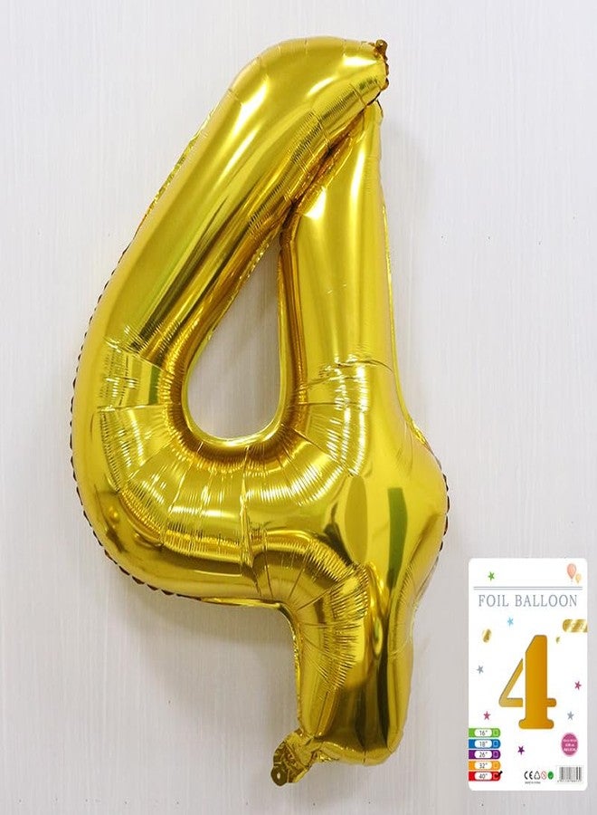 Atpata Funky 4 Number Golden Foil Balloon 40 inch Size Birthday Decoration Items | Happy Birthday Decoration Kit | 4th Year Birthday Party Anniversary Wedding Decorations - Image 2