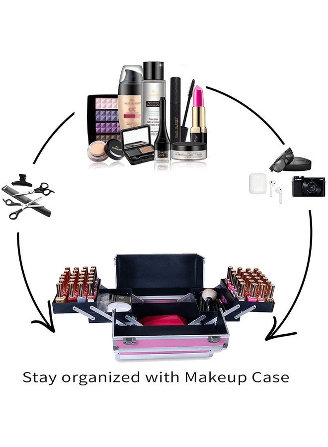 Adson Professional Beauty Makeup Cosmetic Vanity Case/Box (Light Pink) - Image 5