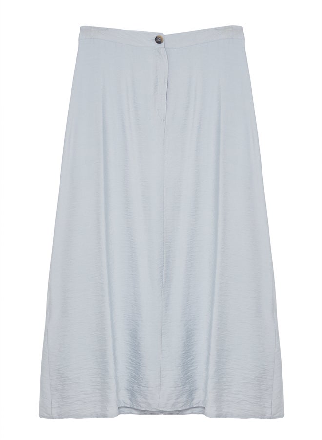 trendyol Gray Normal Waist Woven Linen Look Skirt - Image 5