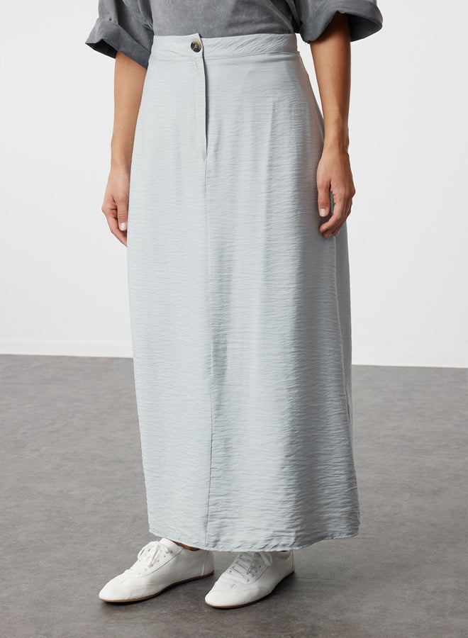trendyol Gray Normal Waist Woven Linen Look Skirt - Image 4