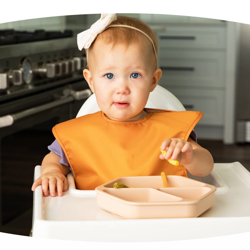 Tiny Twinkle Silicone Suction Baby Plate, Suction Grip Divided Dish for First Foods and Self-Feeding Toddlers, Baby Led Weaning Supplies for Independent Eating (Sand Plate with Lid) - Image 4