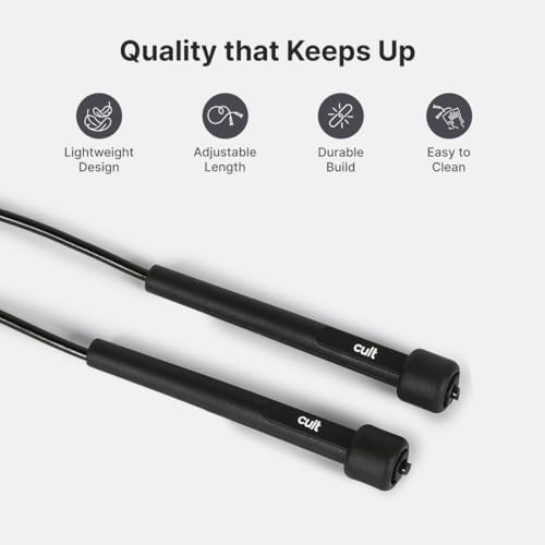 Cult Adjustable Skipping Rope for Men & Women | PVC Jump Rope with Anti-Slip Handles, 360° Smooth Rotation & Length Adjustment | Speed Rope for Cardio, Weight Loss, Endurance & Full Body Workout Black - Image 3