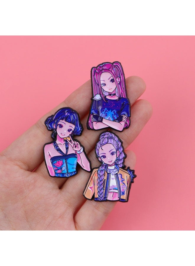 KPop Demon Hunters 7-Piece/Set KPop Demon Hunters Badges Brooches Pins Anime Cartoon Figure Enamel Pin - Image 4