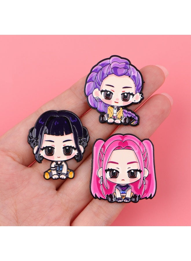 KPop Demon Hunters 7-Piece/Set KPop Demon Hunters Badges Brooches Pins Anime Cartoon Figure Enamel Pin - Image 3