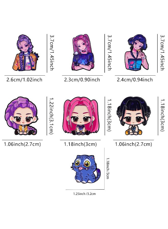 KPop Demon Hunters 7-Piece/Set KPop Demon Hunters Badges Brooches Pins Anime Cartoon Figure Enamel Pin - Image 2