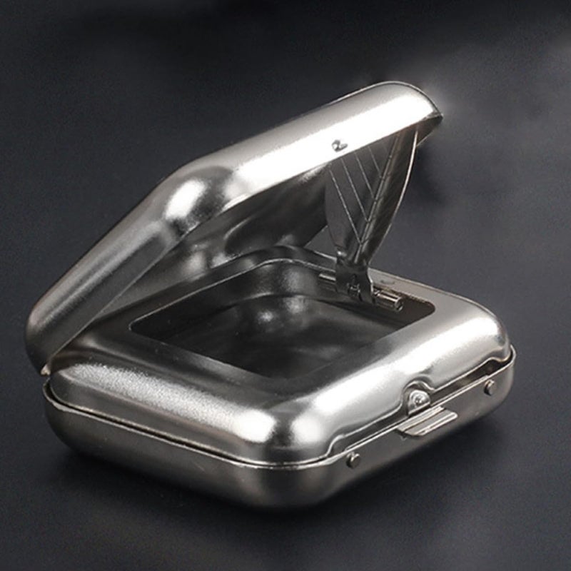 Portable Metal Ashtray with Lid Smokeless Mini for Car Outdoor Travel Pocket Use - Image 5