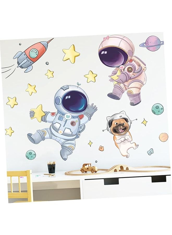 erorex Astronaut Wall Stickers Rocket Star Wall Decals Boy Stickers Space Themed Wall Decals For Kids Baby Boy Nursery Living Room Bedroom Children'S Room Art Decorations  - Image 1
