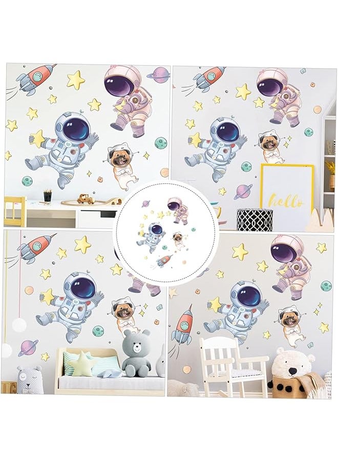 erorex Astronaut Wall Stickers Rocket Star Wall Decals Boy Stickers Space Themed Wall Decals For Kids Baby Boy Nursery Living Room Bedroom Children'S Room Art Decorations  - Image 2