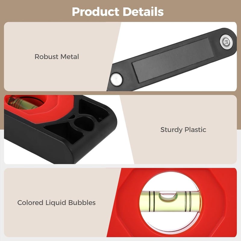 Leveling Tool Multi-Function, Foldable Level Tool With Strong Attachment, Abs Shell, 180/90/45 Degree Bubbles, 28.3 In Unfolded Portable Woodworking Level Tool - Image 5