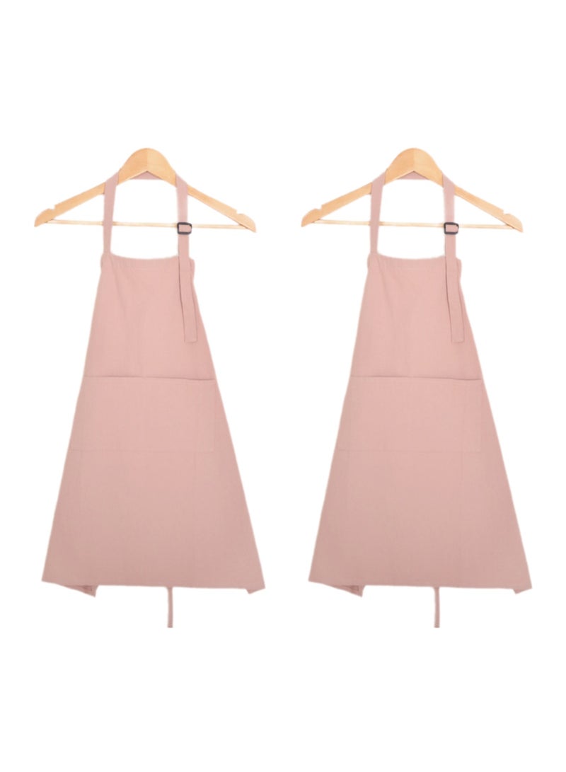 2-Piece Children's Apron - Coral Pink Size M, Easy To Put On And Take Off, Unisex, Simple, Parent-Child Wear, Cute, Simple, Not Easy To Get Dusty