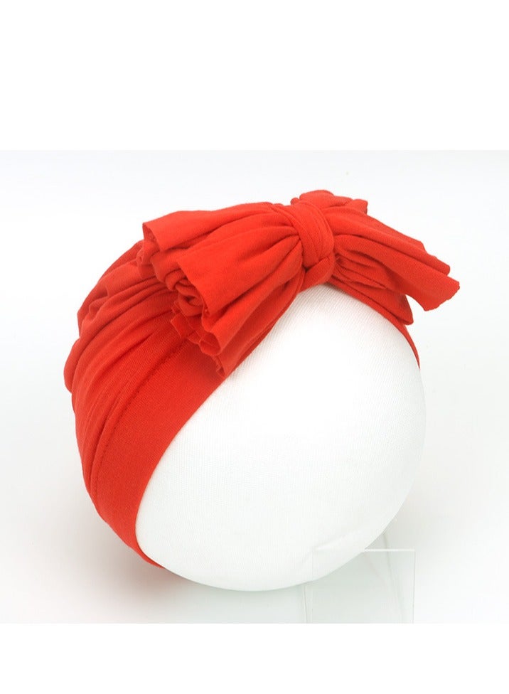 Newborn Cotton Bowtie Pullover Hat Red