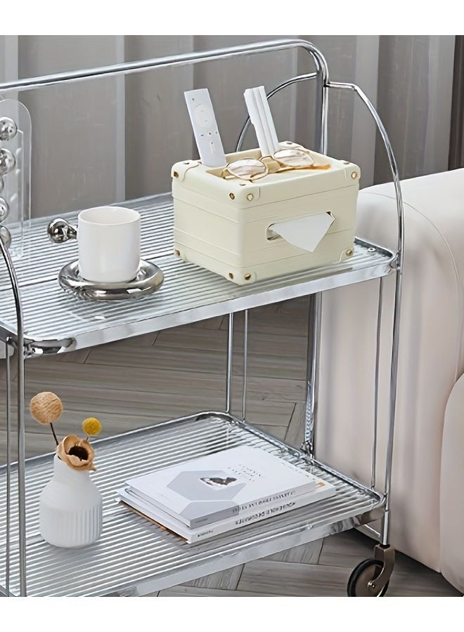 Milkshake White Tissue Box Holder With Remote Control Storage Multifunctional Decorative Plastic Organizer - Image 5