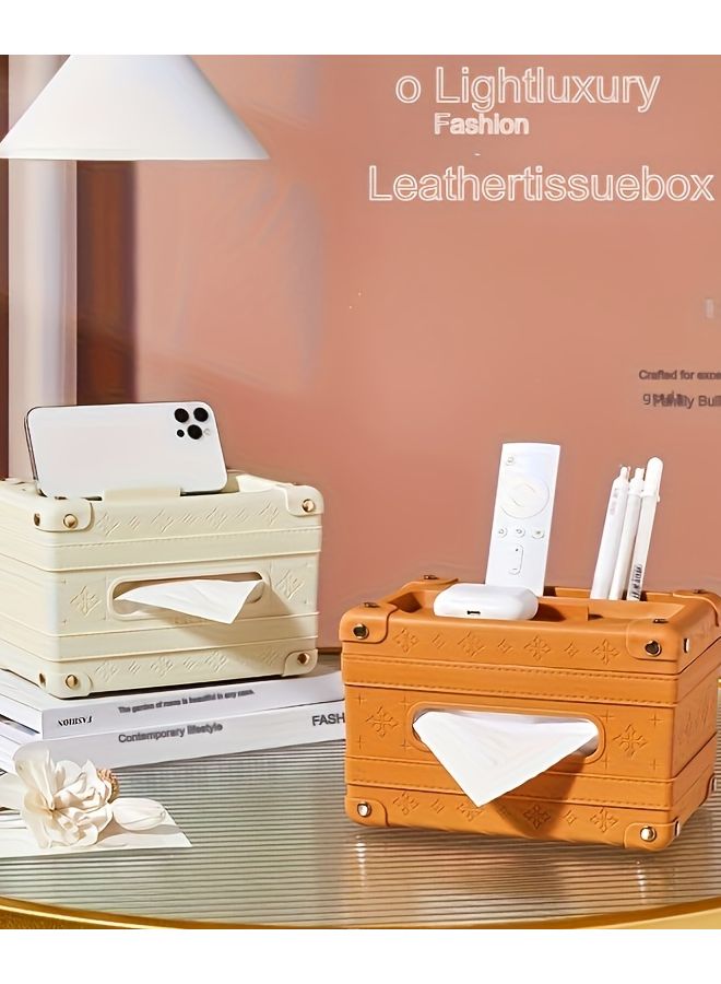 Milkshake White Tissue Box Holder With Remote Control Storage Multifunctional Decorative Plastic Organizer - Image 3
