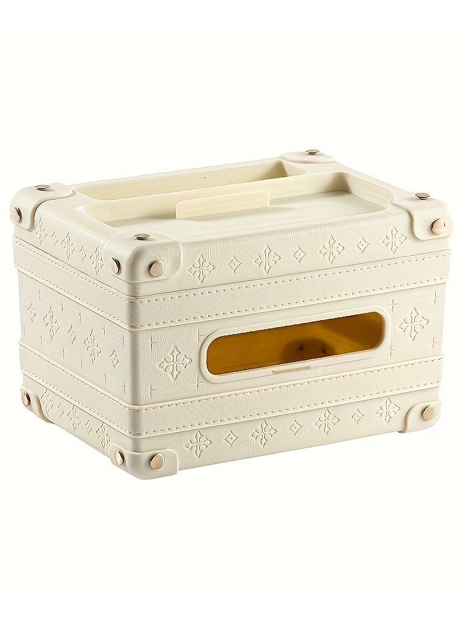 Milkshake White Tissue Box Holder With Remote Control Storage Multifunctional Decorative Plastic Organizer - Image 1