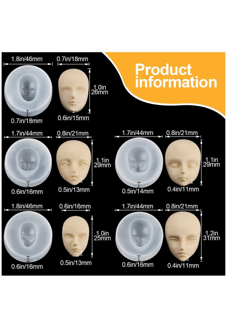 KASTWAVE 5 Pcs Human Face Silicone Molds, Fondant Decoration Mould Candy Clay Girl Face Moulds  DIY Chocolate Molds - Image 2