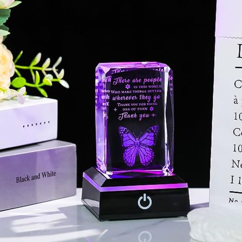 3D Crystal Keepsake With LED Colorful Base for Women, Coworkers, Teachers, Friends, Family - Appreciation, Office Desk Decor - Image 3