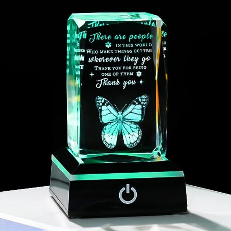 3D Crystal Keepsake With LED Colorful Base for Women, Coworkers, Teachers, Friends, Family - Appreciation, Office Desk Decor - Image 1