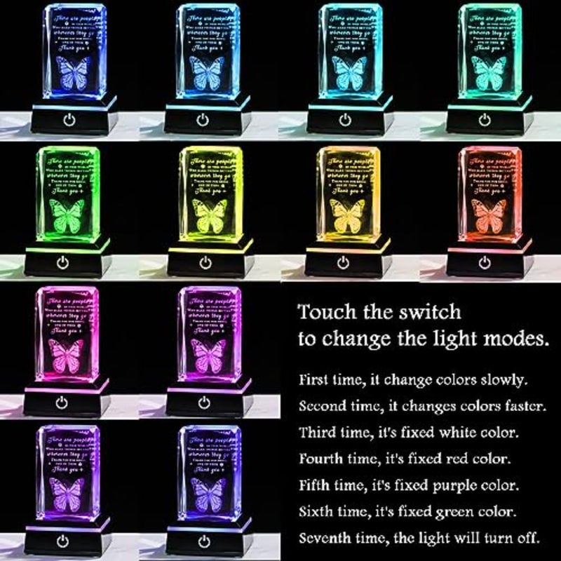 3D Crystal Keepsake With LED Colorful Base for Women, Coworkers, Teachers, Friends, Family - Appreciation, Office Desk Decor - Image 2