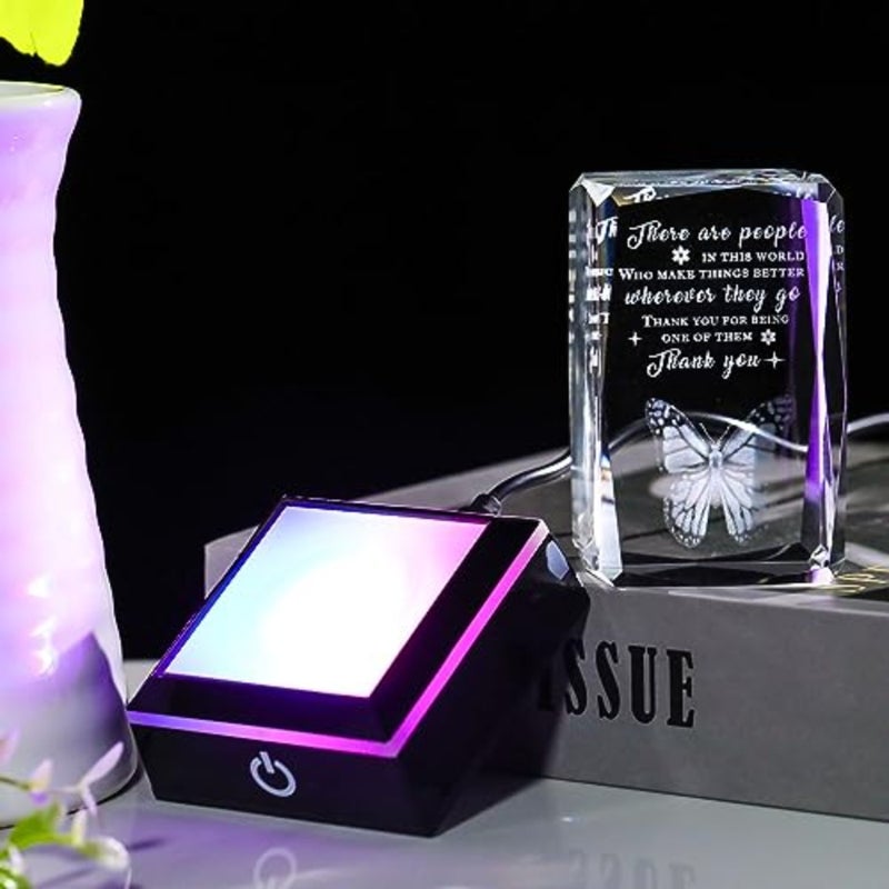 3D Crystal Keepsake With LED Colorful Base for Women, Coworkers, Teachers, Friends, Family - Appreciation, Office Desk Decor - Image 4
