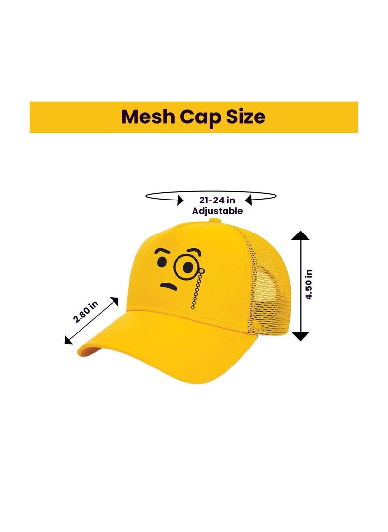 PRINTSHOP4ME - Kids Yellow Smiley Face Pack Of 2 T-Shirt And Cap Combo–Unisex Round Neck Short Sleeve Cotton T-Shirt - Image 1