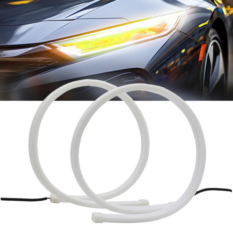 Led Flexible Soft Daytime Running Lights 12V DRL Sequenctial Glow Light Strip Lights Decorative Lamp for Car Dual Color Waterproof WhiteYellow 60cm24
