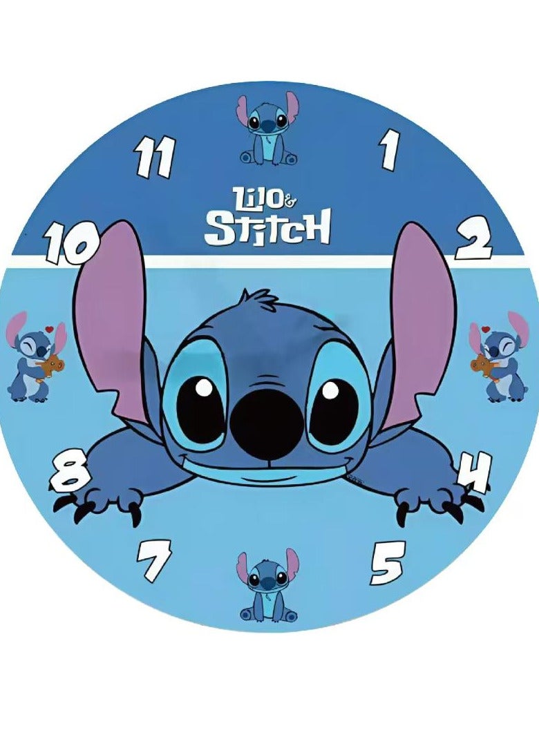 Stitch Wall Clock | Stylish Cartoon Decorative Wall Clock Adds a Cute Touch to Any Room | Ideal for Kids' Rooms, Offices, and Living Spaces