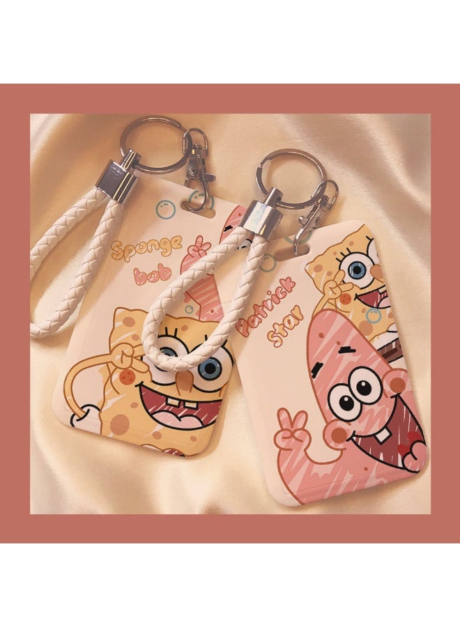 NIBEMINENT 1 - Piece SpongeBob Pai Star Kpop Photo Card Holder Pendant Key Chain ID Badge Holder ID Card Holder Photo Card Protector for School ID Office ID Access Card for Women Girls - Image 2