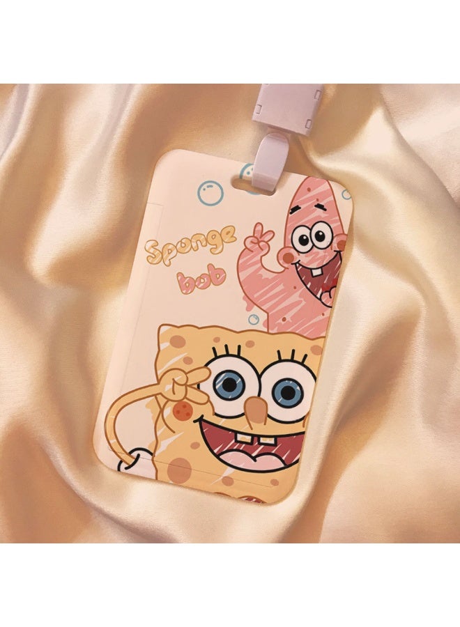 NIBEMINENT 1 - Piece SpongeBob Pai Star Kpop Photo Card Holder Pendant Key Chain ID Badge Holder ID Card Holder Photo Card Protector for School ID Office ID Access Card for Women Girls - Image 1