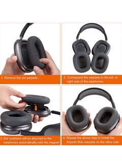 ماركة غير محددة وسائد الأذن لسماعات AirPods Max وسائد الأذن البديلة التي تغطي أغطية الأذن مع جلد البروتين وإسفنج الذاكرة ومغناطيس أسود  - Image 4