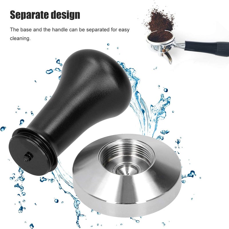 comfrt 58mm Espresso Coffee Tamper, Stainless Steel Flat Base Tamper for Espresso Machine (Black) - Image 2